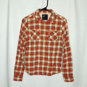 American Eagle Outfitters Button Front Cotton Flannel Shirt Plaid Collared sz: 8